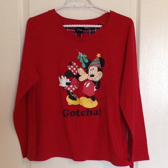 Disney Mickey Mouse Women's Pajama PJ Top Size M Red Sleepwear 'Love to Lounge' - Picture 1 of 6
